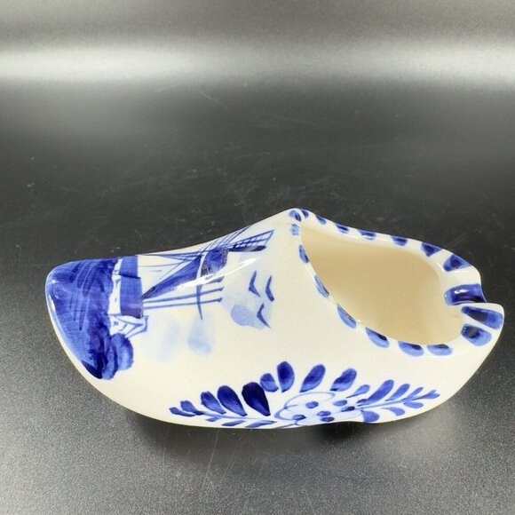 Elesva Holland Delft Ashtray Ceramic Clog Shoe Windmill Hand Painted Vintage - Picture 11 of 14